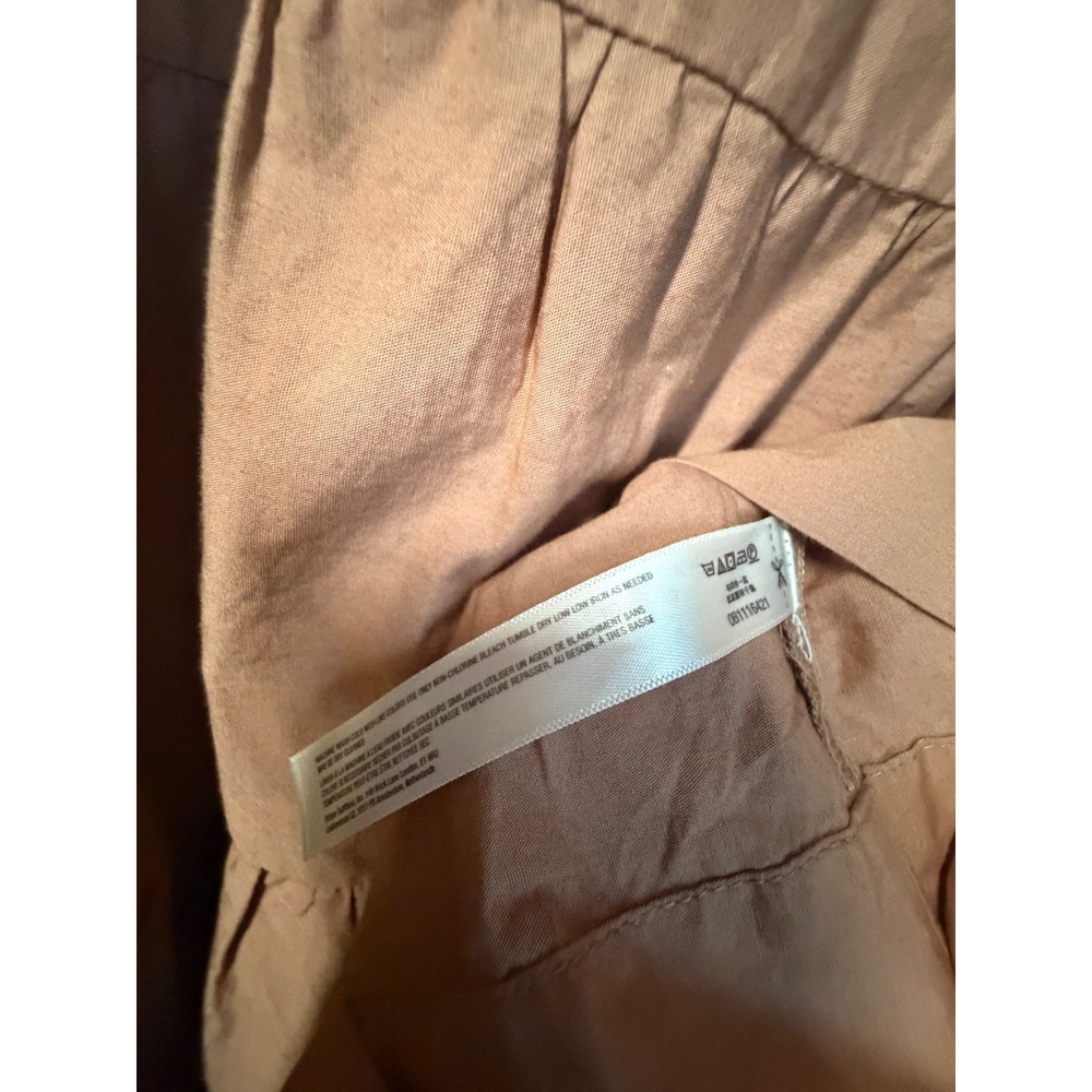 Free People Women Terracotta Tiered Button Down Mini Dress Balloon Sleeve Size M - Picture 6 of 9